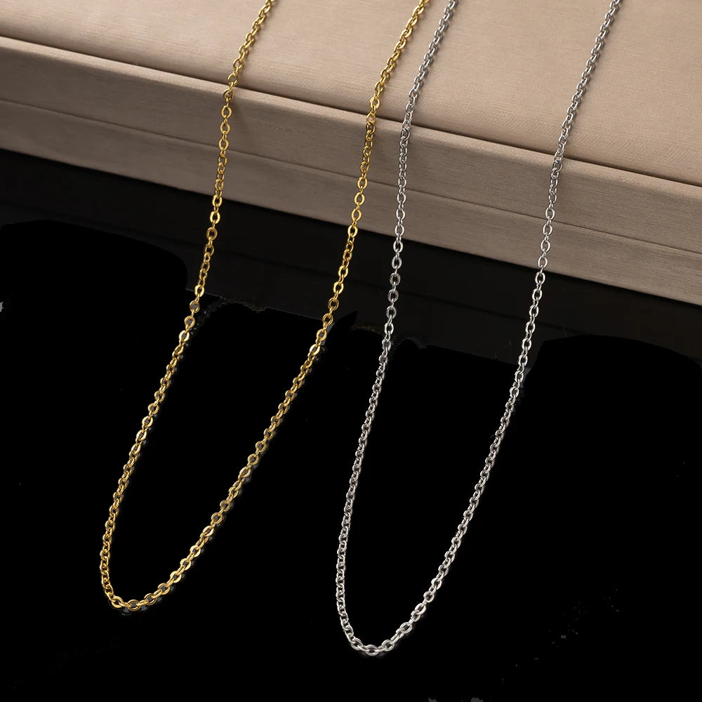 Lot de 10 Chaînes Maille Cable Acier Inoxydable – 45+5cm, Or & Argent – Collier DIY Femme & Homme