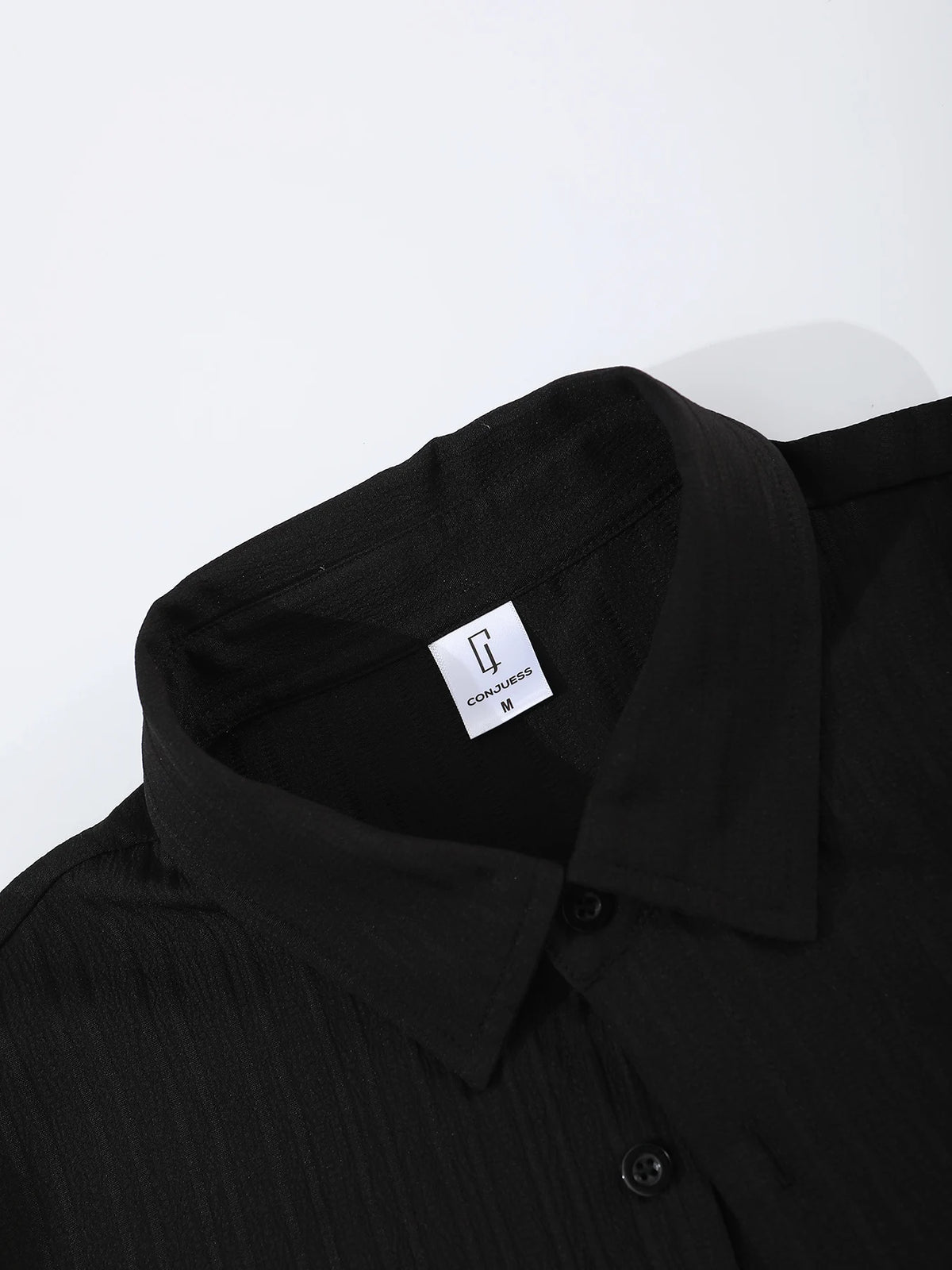 Men's French Stripe Wrinkle-Resistant Ice Silk Set Summer Textured Shirt & Pants Outfit