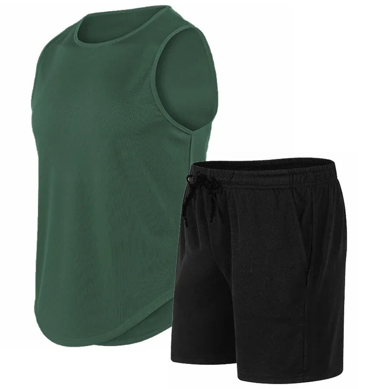 Ensemble Sport Homme – Tank Top Sans Manches Séchage Rapide & Running Été