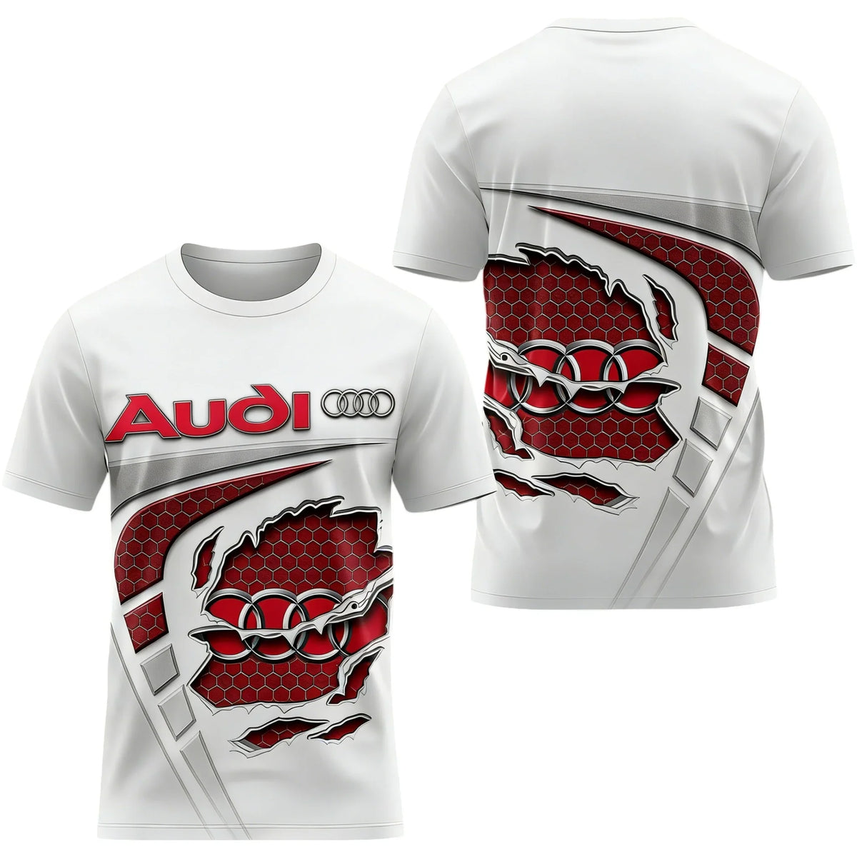 Men's Summer 2026 Best-Selling Audi Logo 3D Printed T-Shirt Comfortable Moisture-Wicking Quick-Drying Short-Sleeved Trendy Top