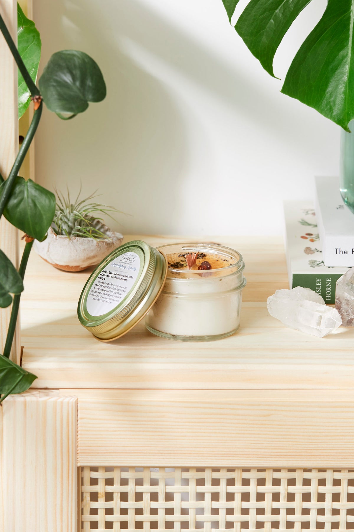 Bougie Rituelle Abondance – Cire de Soja Coulée Main & Cristal Citrine