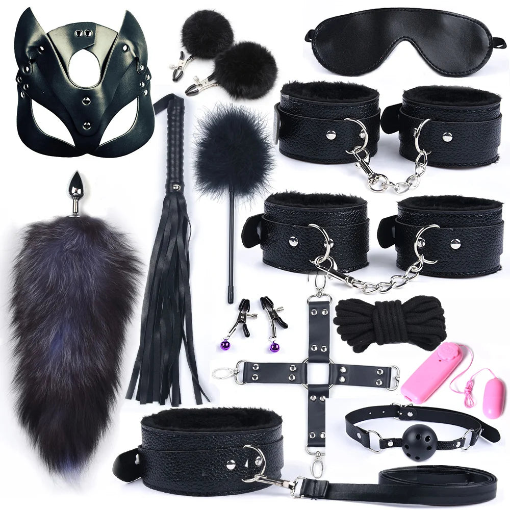 Kit BDSM Femme – Menottes, Fouet & Queue de Renard