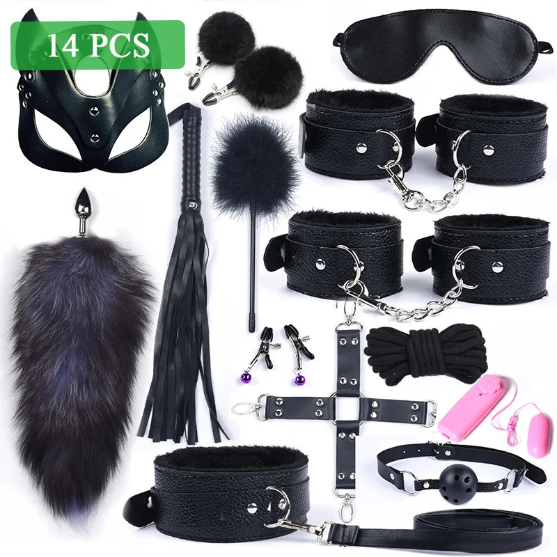 Kit BDSM Femme – Menottes, Fouet & Queue de Renard