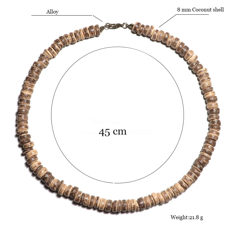 collier chaînes corde en bois naturel-style bohéme