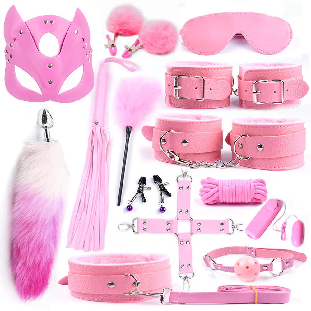 Kit BDSM Femme – Menottes, Fouet & Queue de Renard