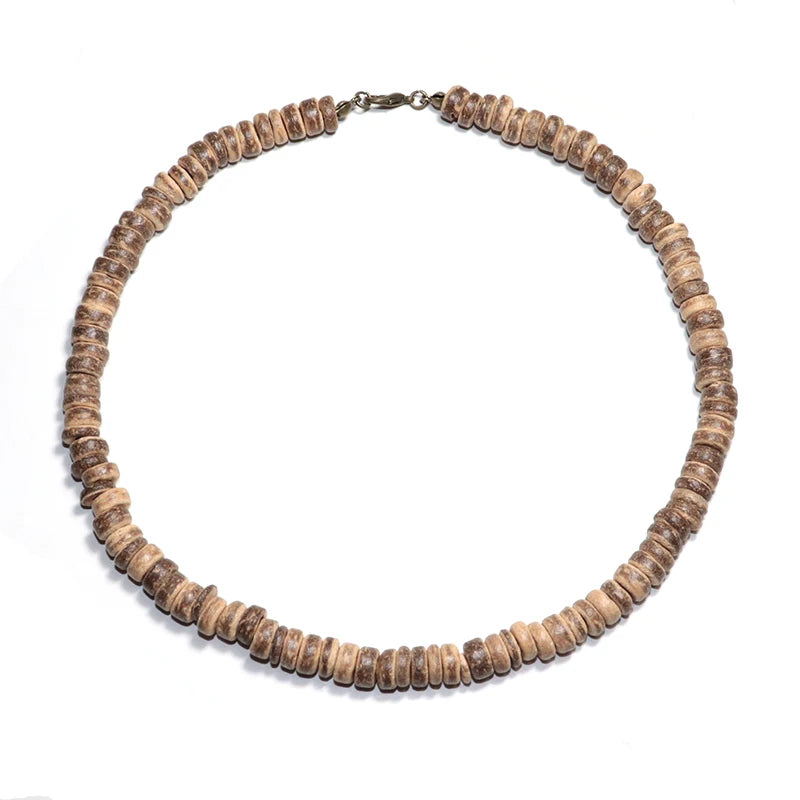 collier chaînes corde en bois naturel-style bohéme