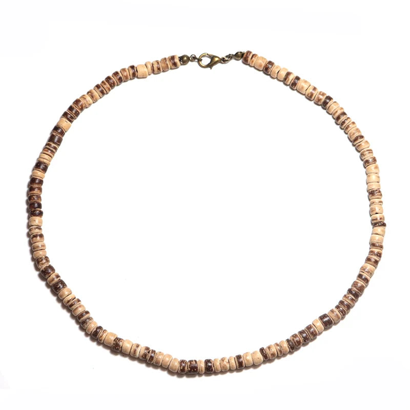 collier chaînes corde en bois naturel-style bohéme