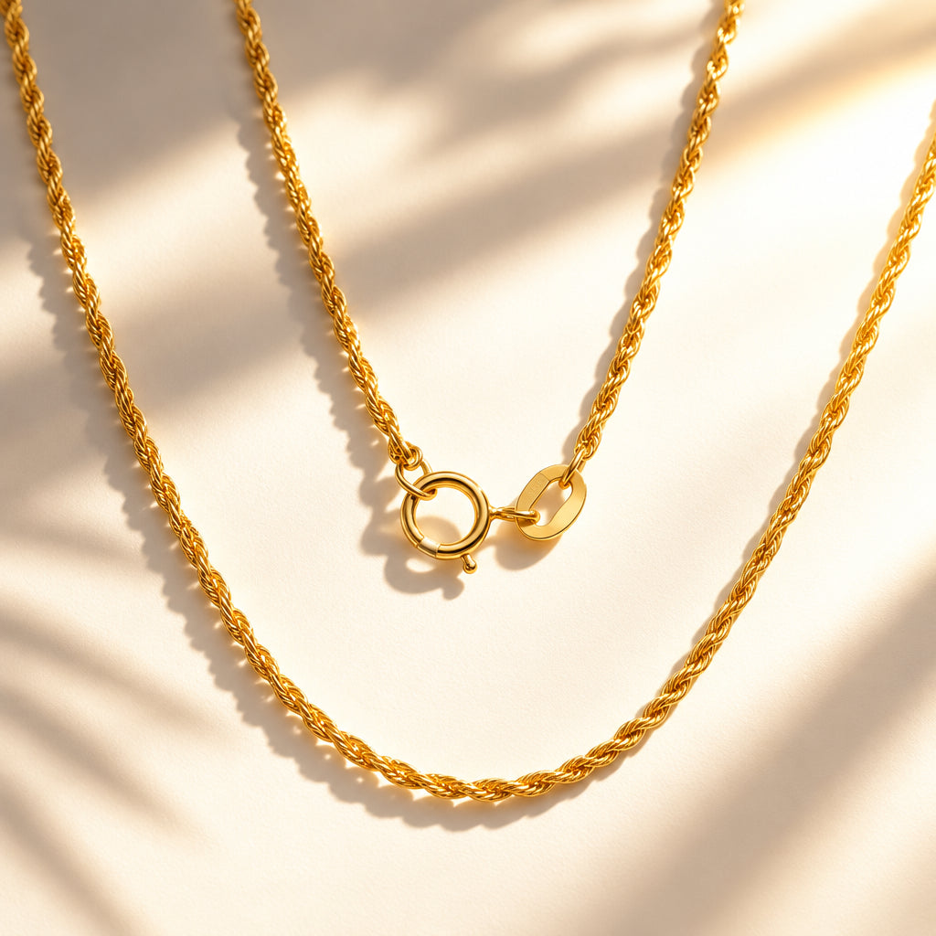 Collier Chaîne Torsadée Or 18 Carats — Poinçon AU750, Finition Luxe (45 cm)