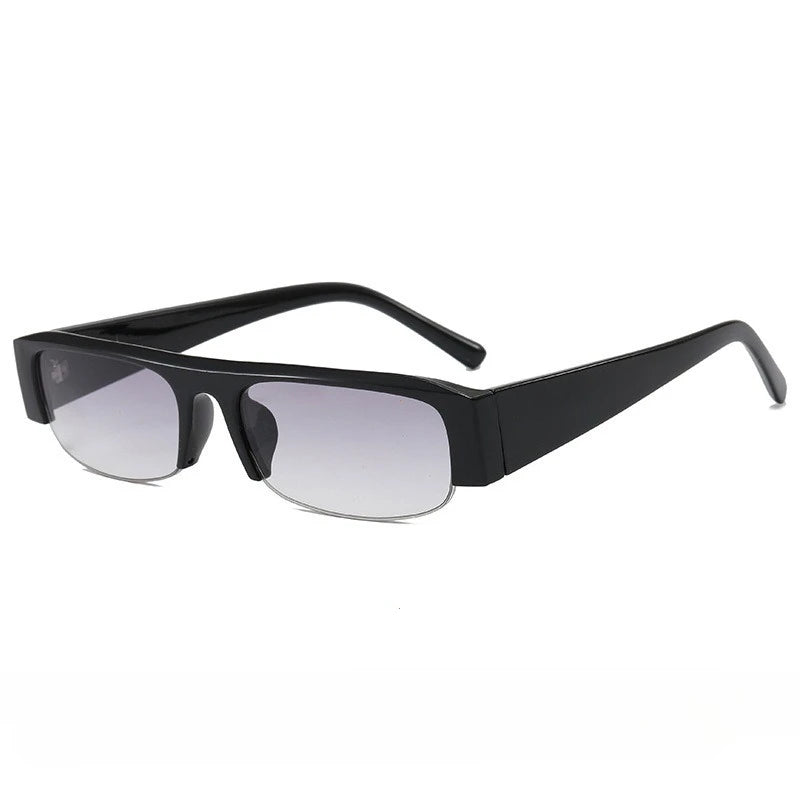 Lunettes de Soleil Rectangulaires Vintage – Verres Dégradés, Demi-Monture Unisexe UV400