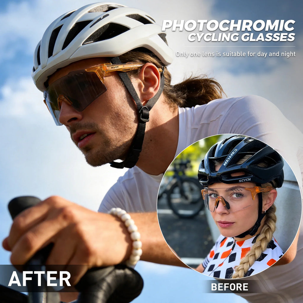 Lunettes de Sport Photochromiques UV400 – Cyclisme, VTT & Running, Unisexe