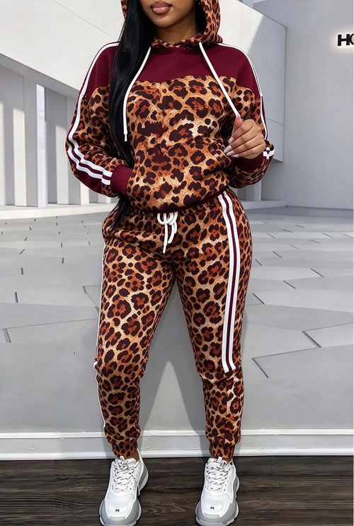 Ensemble 2 Pièces Femme – Imprimé Léopard & Croco Bandes Latérales