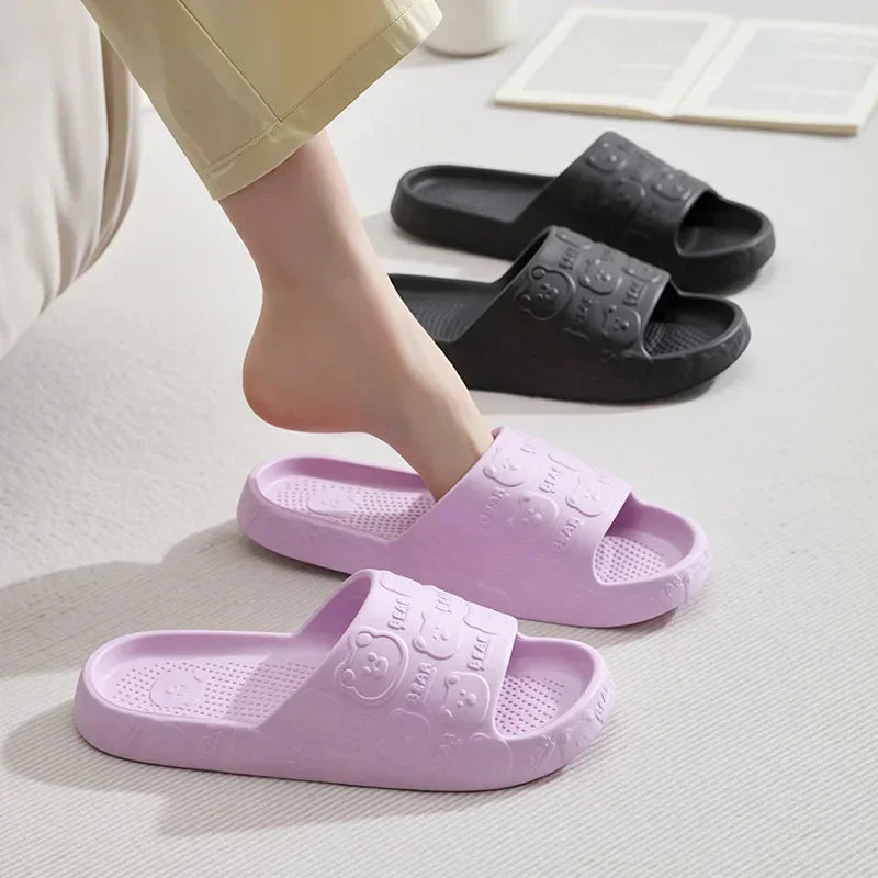 Chaussons Cartoon Ours Femme – Doux Imprimé Mignon Été Maison