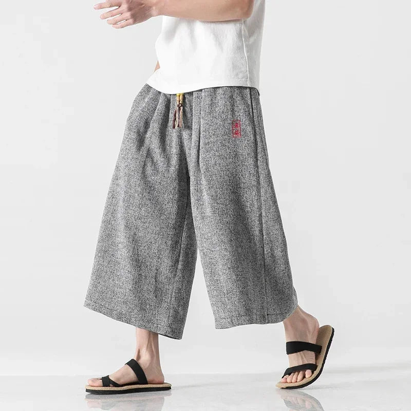 Pantalon Style Kimono Japonais – Yukata Samouraï, Jambes Larges, Grande Taille