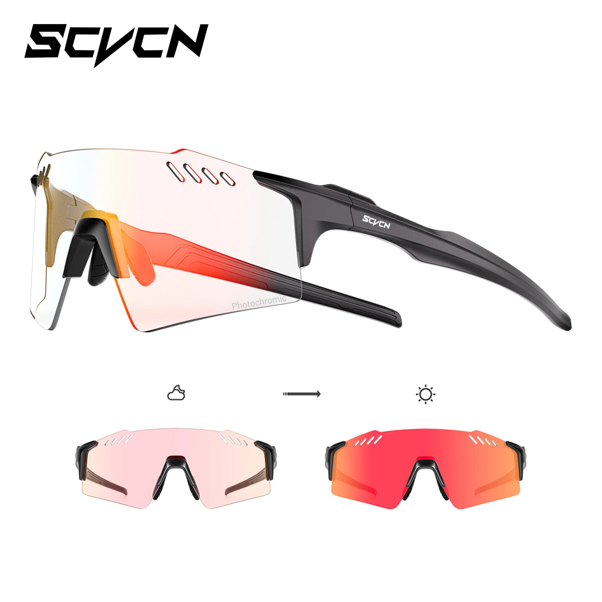 Lunettes de Sport Photochromiques UV400 – Cyclisme, VTT & Running, Unisexe