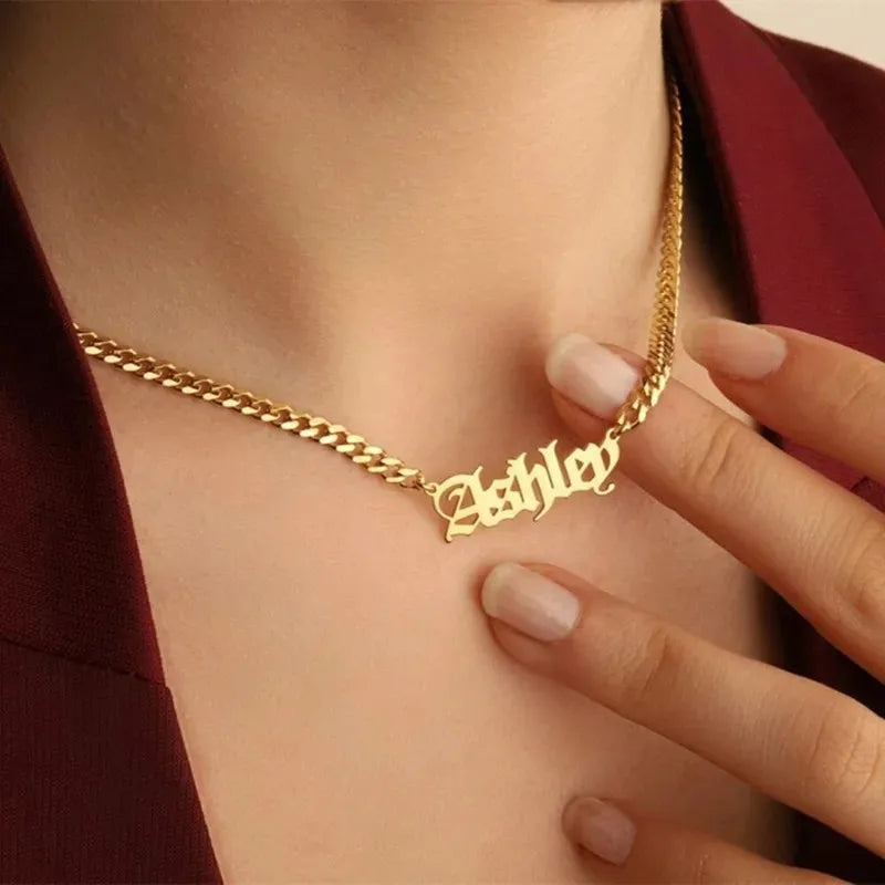 Collier Prénom Personnalisé – Chaîne Acier Inoxydable Or, Argent & Or Rose