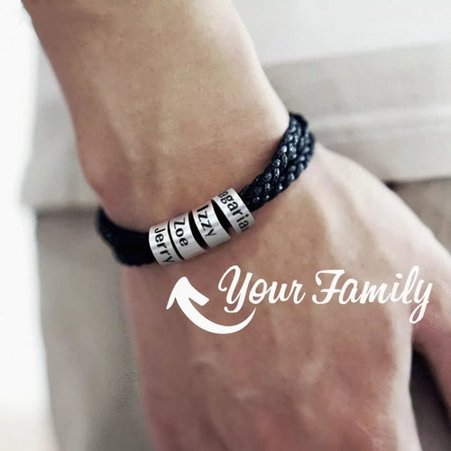 Bracelet Homme Tressé Personnalisable – Prénoms Gravés – Acier Inoxydable