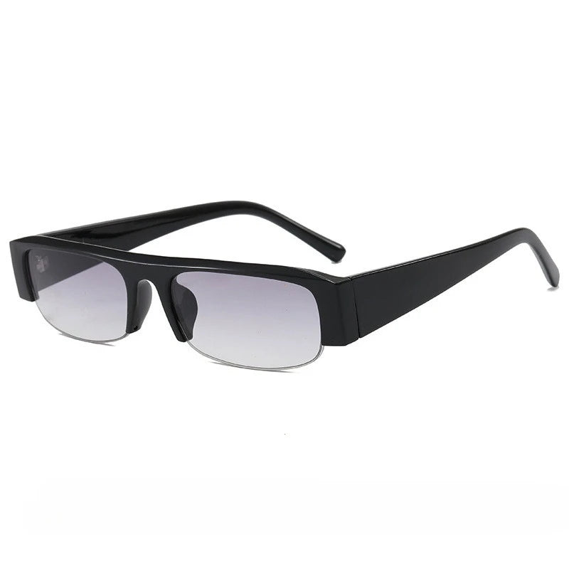 Lunettes de Soleil Rectangulaires Vintage – Verres Dégradés, Demi-Monture Unisexe UV400