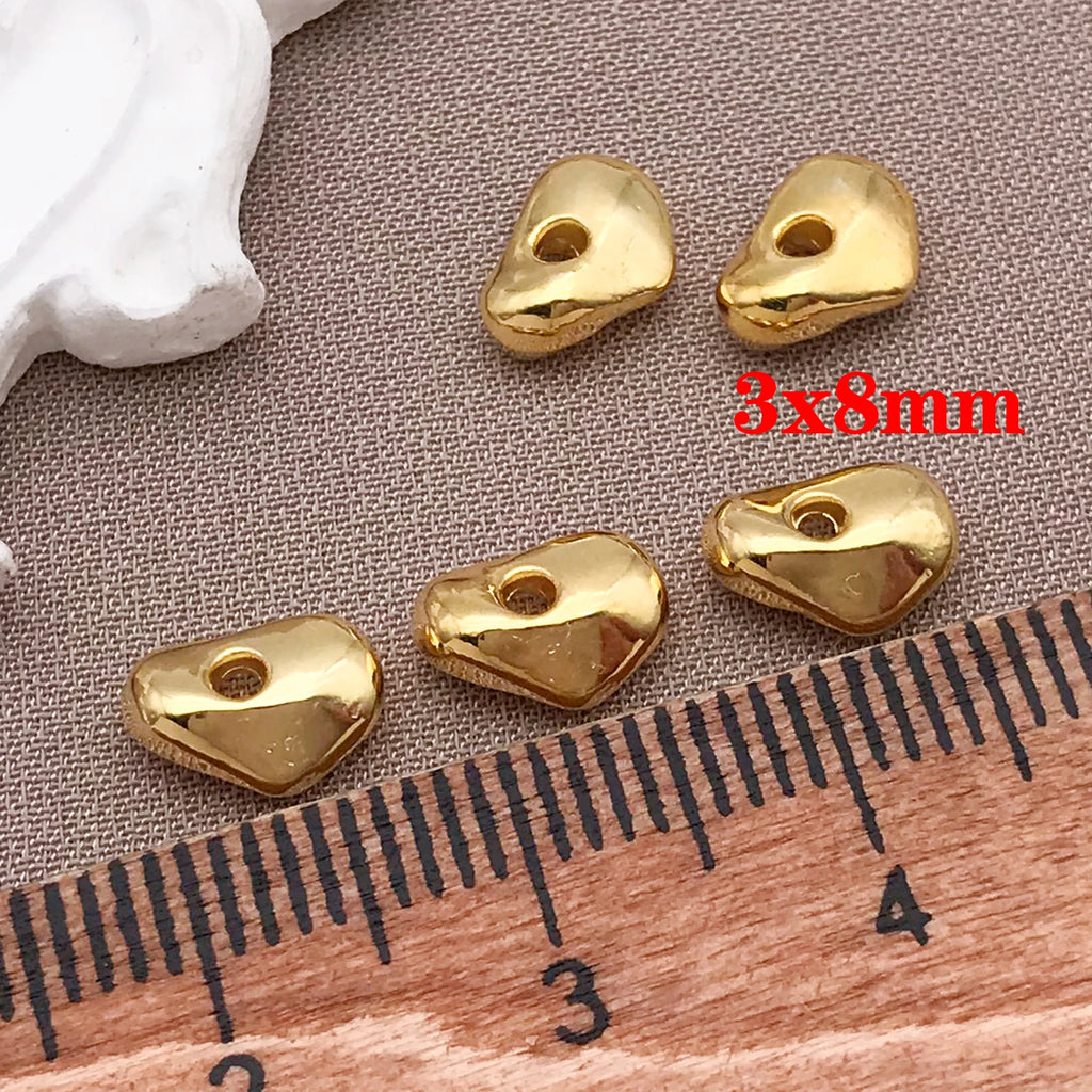 Mixed 5/10pcs 18K Copper Plated Real Golden Thick Silvery Irregular