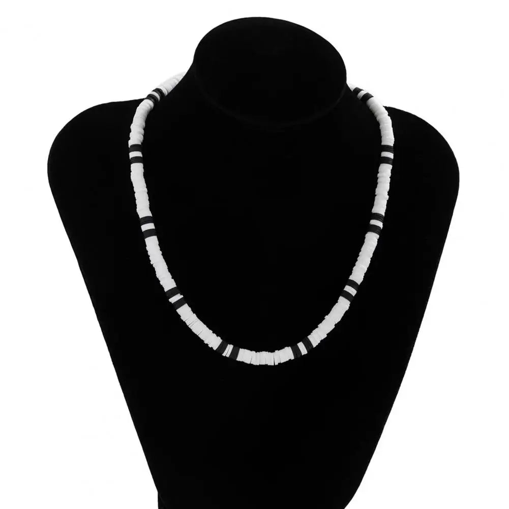 collier homme perle noir& blanc-style bohème