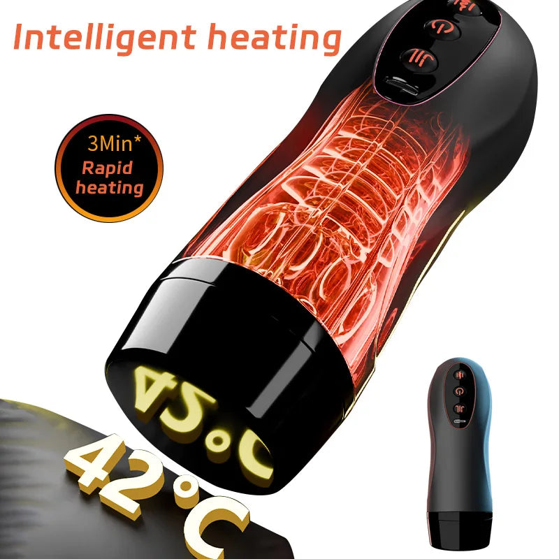 Masturbateur Masculin Chauffant – Succion, Vibration & Va-et-Vient