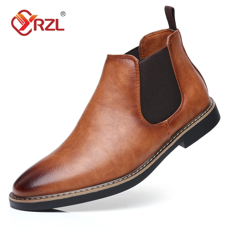 Chelsea Boots Homme – Cuir PU Imperméable, Style Rétro Confortable