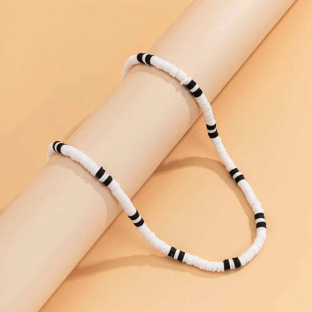 collier homme perle noir& blanc-style bohème