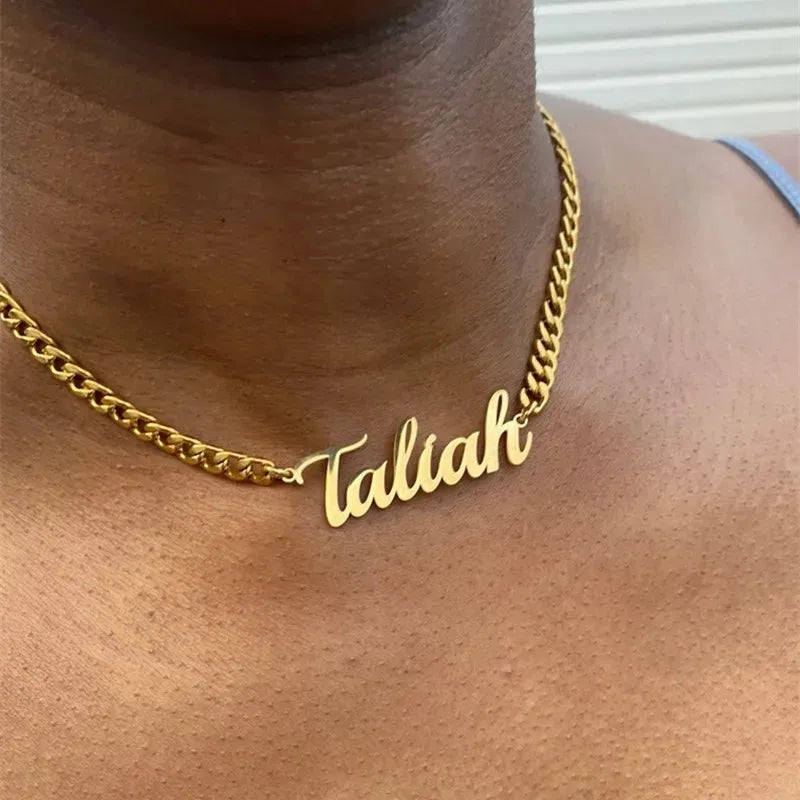 Collier Prénom Personnalisé – Chaîne Acier Inoxydable Or, Argent & Or Rose