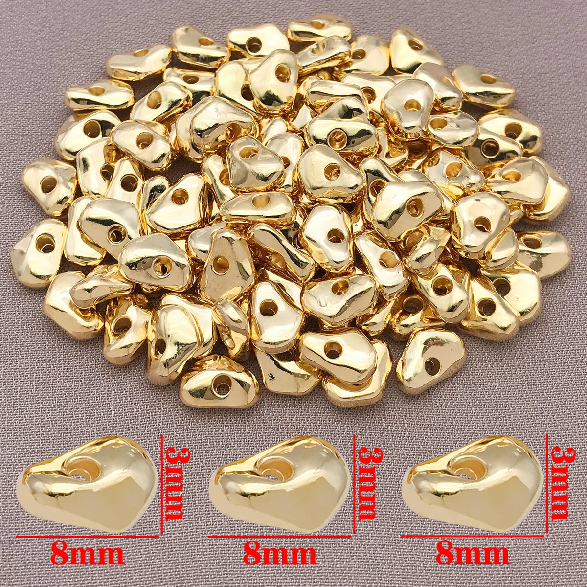 Mixed 5/10pcs 18K Copper Plated Real Golden Thick Silvery Irregular