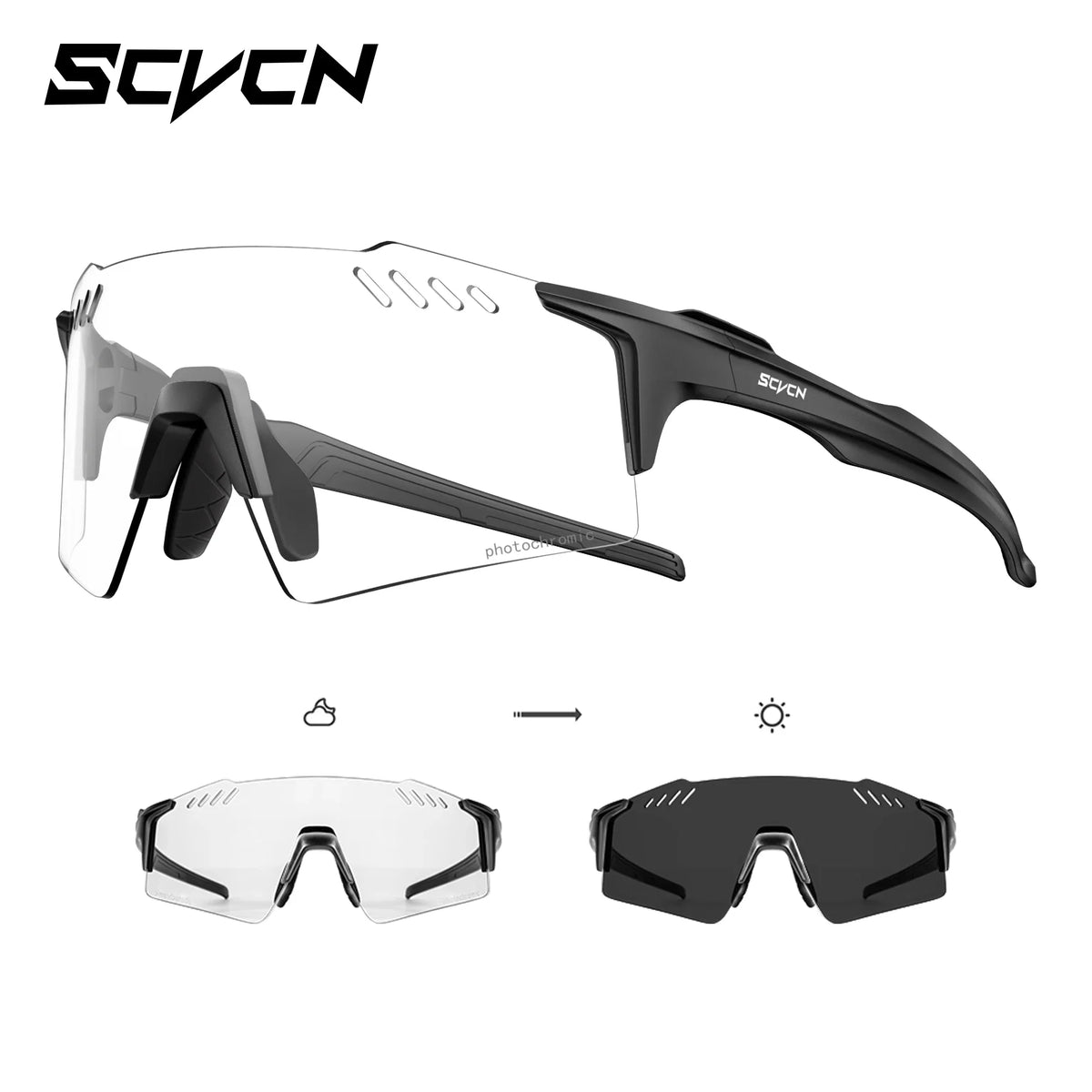 Lunettes de Sport Photochromiques UV400 – Cyclisme, VTT & Running, Unisexe