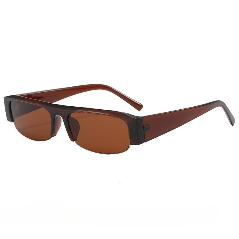 Lunettes de Soleil Rectangulaires Vintage – Verres Dégradés, Demi-Monture Unisexe UV400
