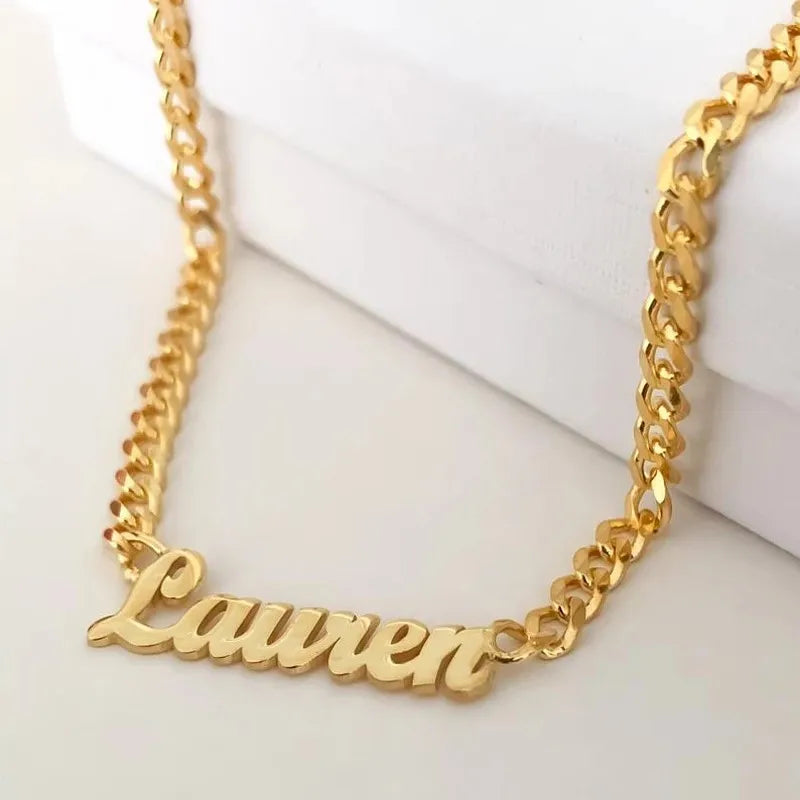 Collier Prénom Personnalisé – Chaîne Acier Inoxydable Or, Argent & Or Rose