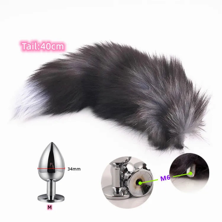 Bdsm Games Anal Sex Toys of Fox Plush Tail with Detachable Metal Butt Plug for Couples Cosplay Homosexual Erotic Accessories