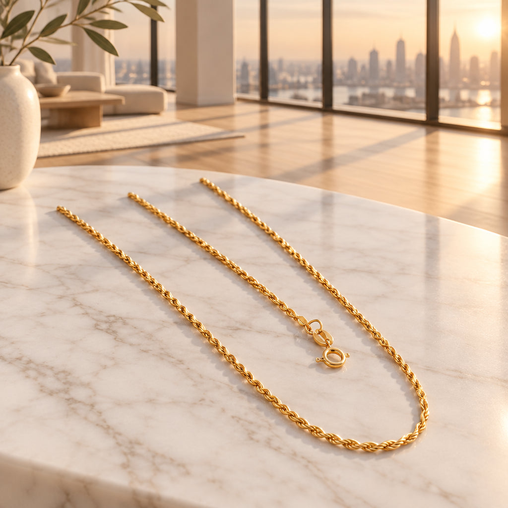 Collier Chaîne Torsadée Or 18 Carats — Poinçon AU750, Finition Luxe (45 cm)
