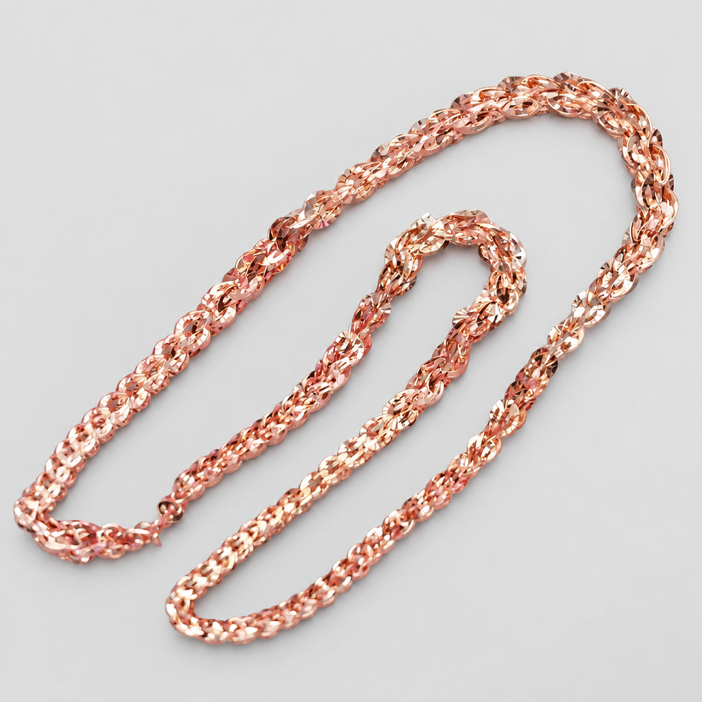 Collier Chaîne Tressée en Or Rose 14 Carats — Finition Étincelante, Style Luxe (45 cm)