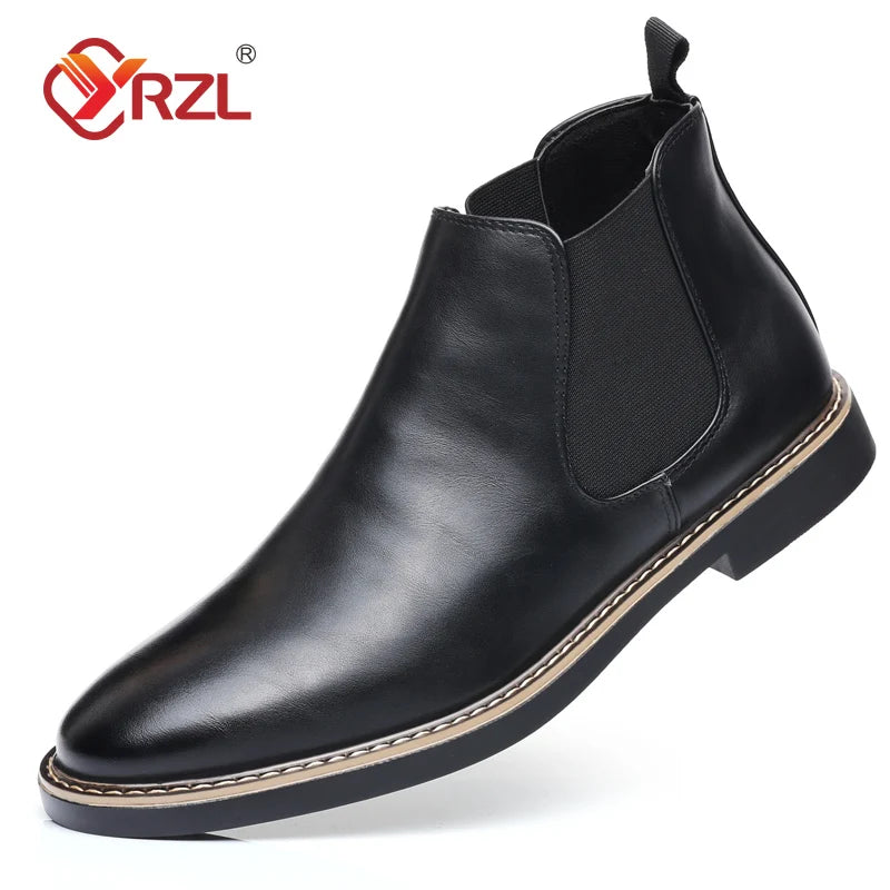 Chelsea Boots Homme – Cuir PU Imperméable, Style Rétro Confortable