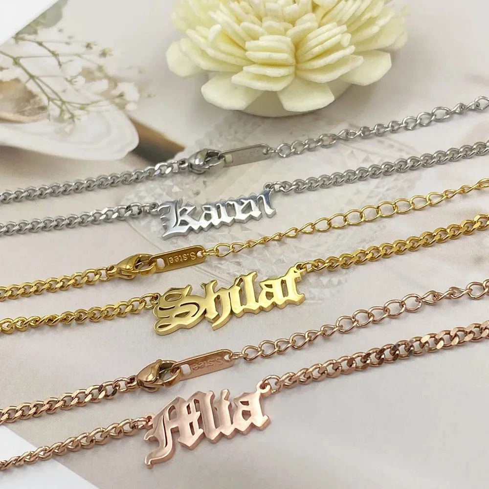 Collier Prénom Personnalisé – Chaîne Acier Inoxydable Or, Argent & Or Rose
