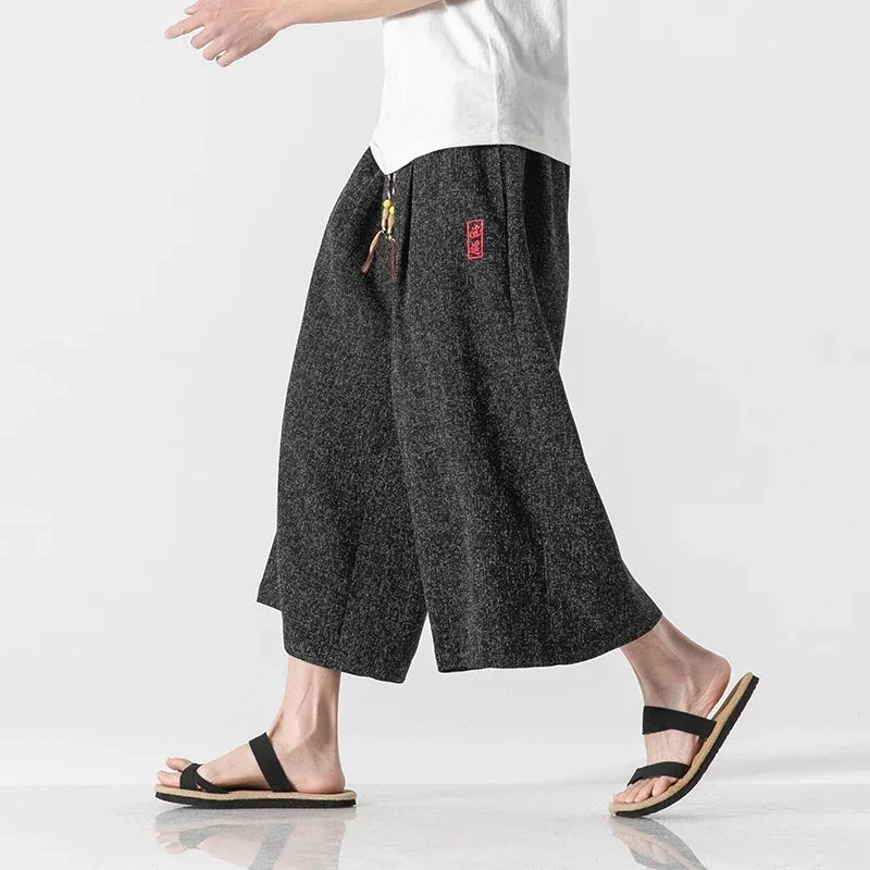 Pantalon Style Kimono Japonais – Yukata Samouraï, Jambes Larges, Grande Taille