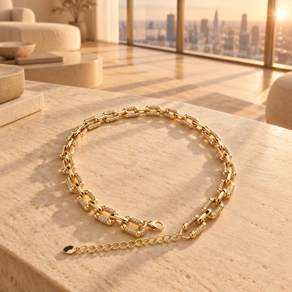 Collier & Bracelet Chaîne Figaro Plaqué Or 18 Carats — Style Classique & Intemporel