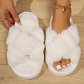 Chaussons Peluche Femme – Bride Croisée Bout Ouvert Hiver