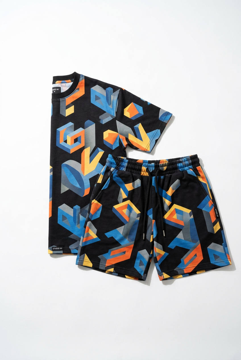 Ensemble T-shirt & Short 3D Print Streetwear Été