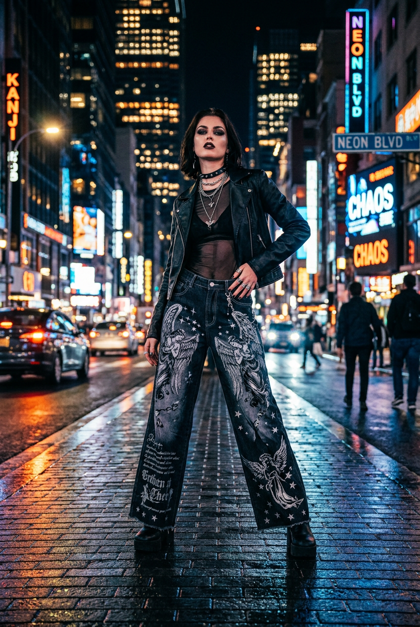 Pantalon Large Y2K – Editorial nuit urbaine