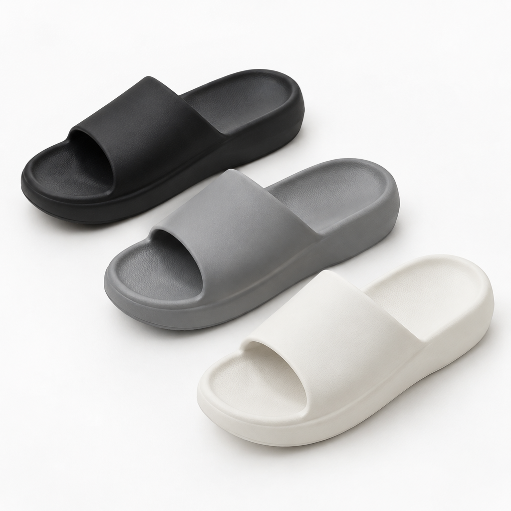 Chaussons EVA femme semelle souple design casual noir gris blanc