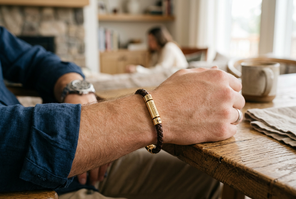 Bracelet homme tressé personnalisable porté au poignet