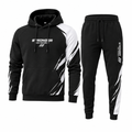 Survêtement homme imprimé hoodie pantalon jogging noir blanc sport casual