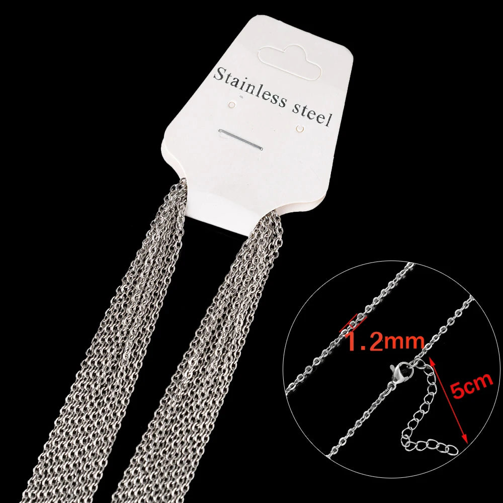 Lot de 10 Chaînes Maille Cable Acier Inoxydable – 45+5cm, Or & Argent – Collier DIY Femme & Homme