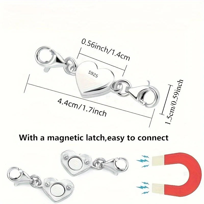 Fermoir Magnétique Cœur – Connecteur Bijou Double Chaîne