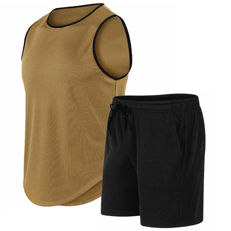 Ensemble Sport Homme – Tank Top Sans Manches Séchage Rapide & Running Été