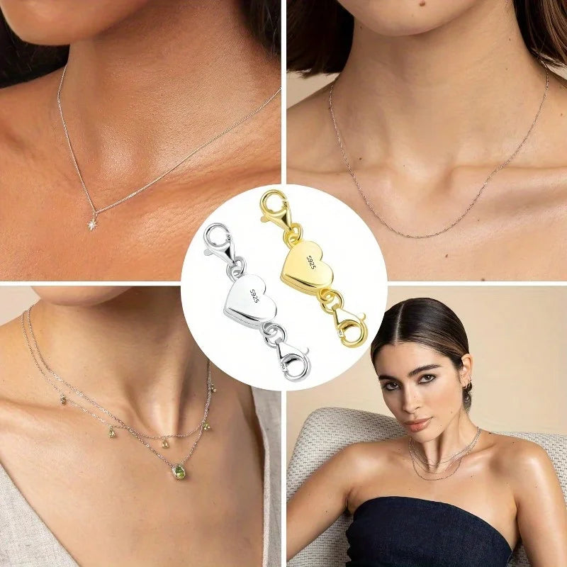 Fermoir Magnétique Cœur – Connecteur Bijou Double Chaîne